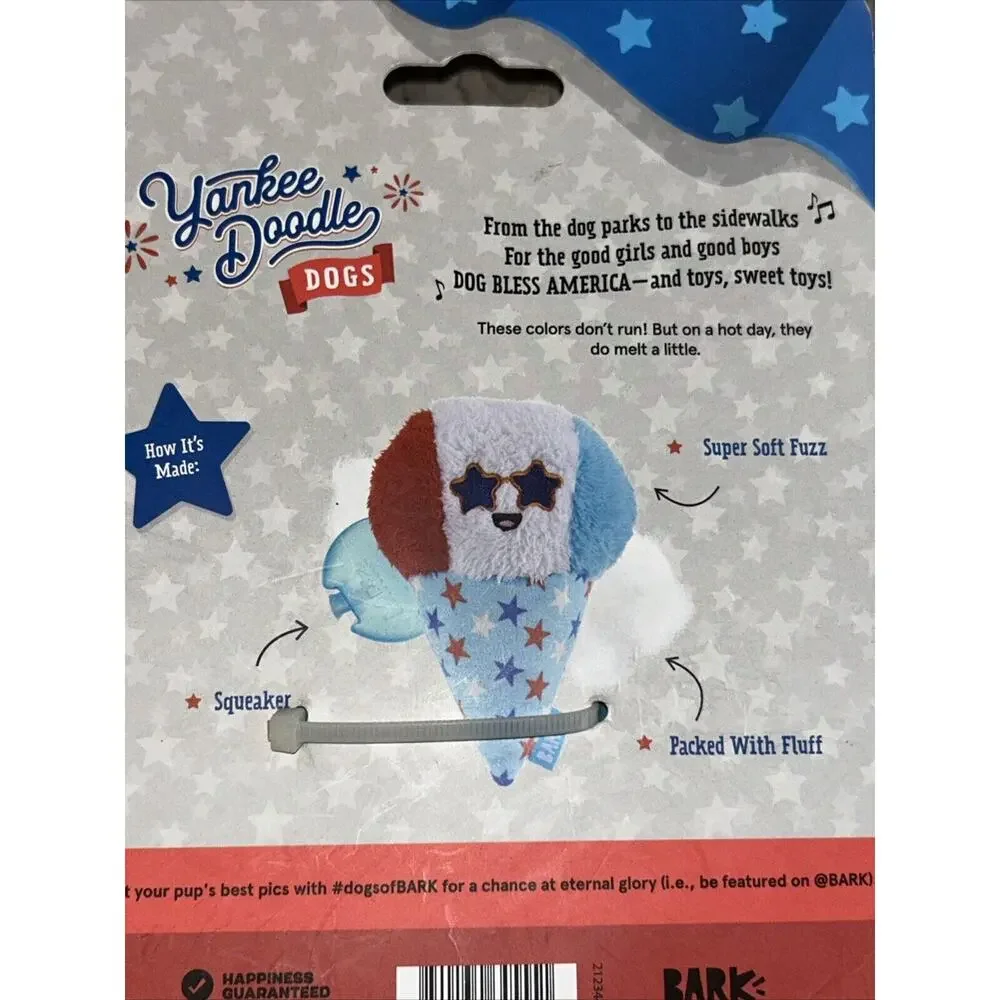 BARK Liberty Cone Yankee Doodle Dog Toy For Size XS To M